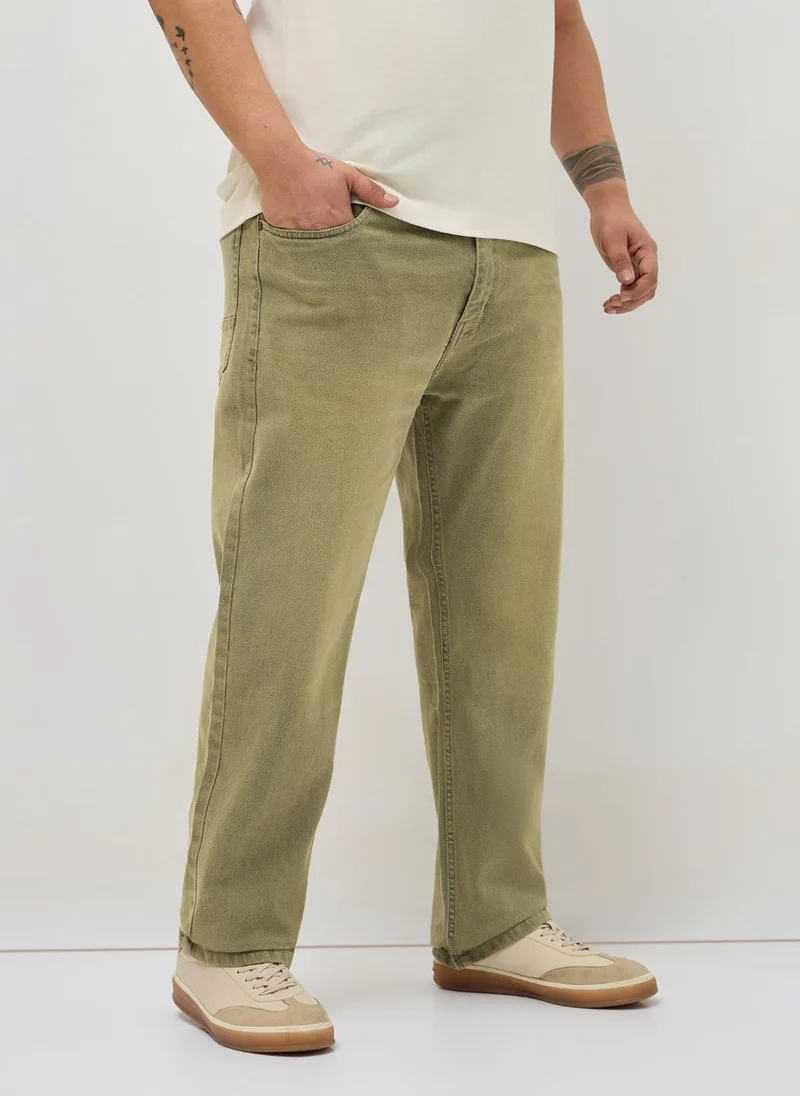 أوربانو فاشن Urbano Plus Men's Ice Grey Regular Fit Heavy Washed Denim Jeans Stretchable